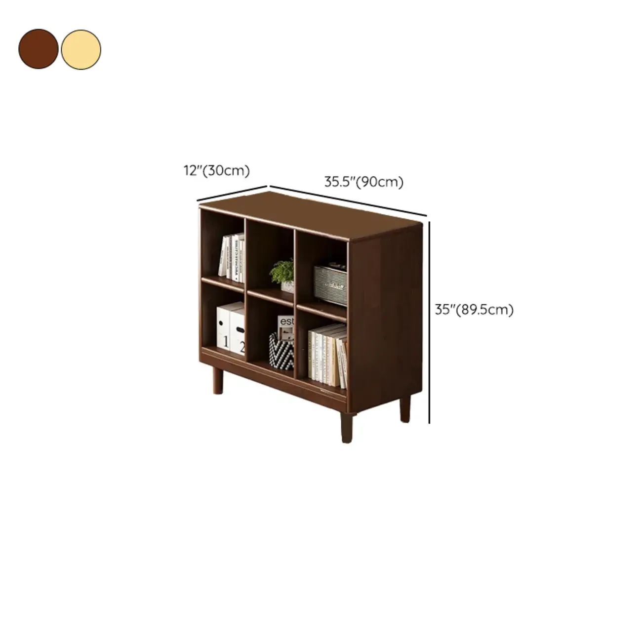Brown Natural Wood Freestanding Modular Cube Bookcase