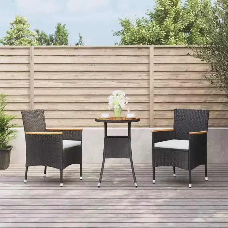 vidaXL Garden Bistro Set Poly Rattan Medium Modern Bistro Set