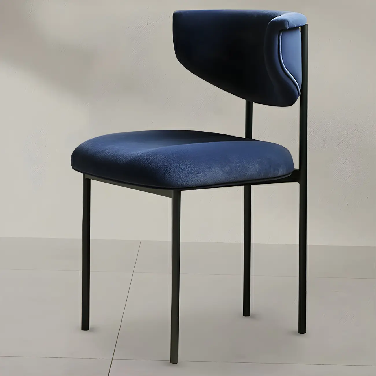 Upholstered Metal Legs Open Back Dining Chair