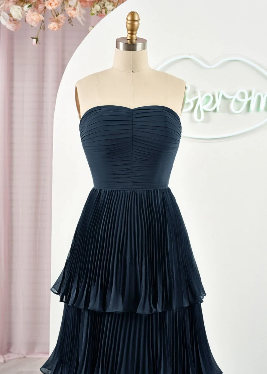 Strapless Emerald Green Ruffle Multi-Layer Long Prom Dress