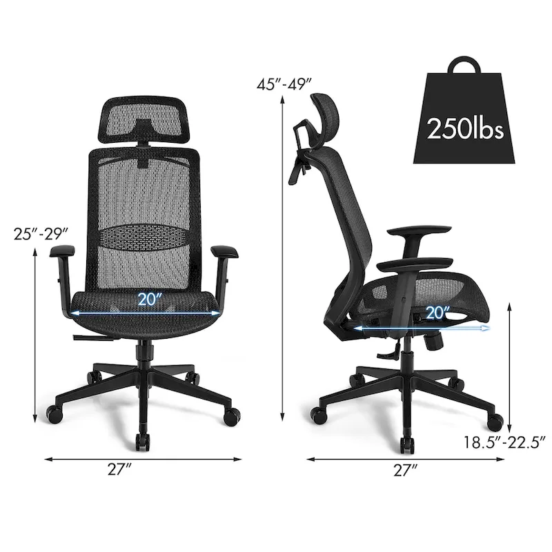 Costway Ergonomic High Back Mesh Office Chair Recliner Task Chair - See Details