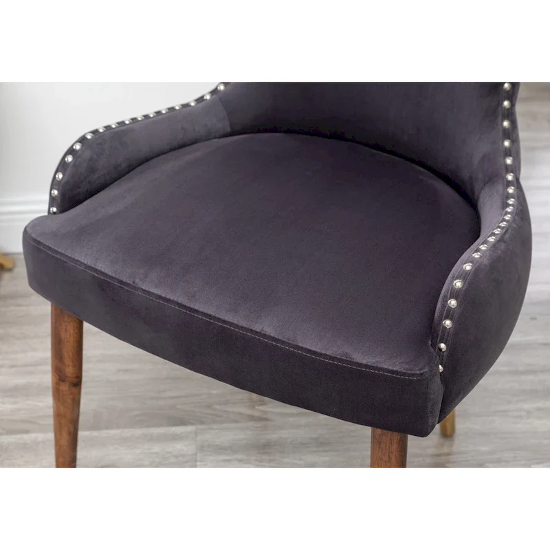Gray 23  Polyester Upholstered Accent Chair with Rubberwood Legs