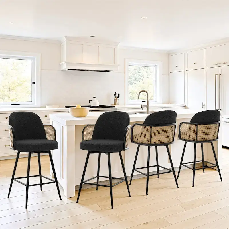 26-Inch Fabric Upholstered Swivel Counter Height Bar Stools - 38.2 H x 21.5 W x 23.2 D