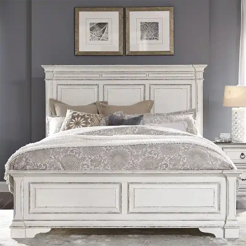 Weathered Brown & Antique White Queen Panel Bed