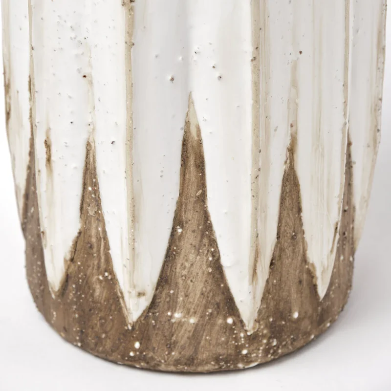 HomeRoots 14  Brown And White Abstract Cylinder Ceramic Table Vase