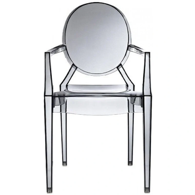 Set of 2 Stacking Lucite Chairs Transparent For Kitchen Patio Outdoor Dining Room Living Bedroom Party With Oval Back Office