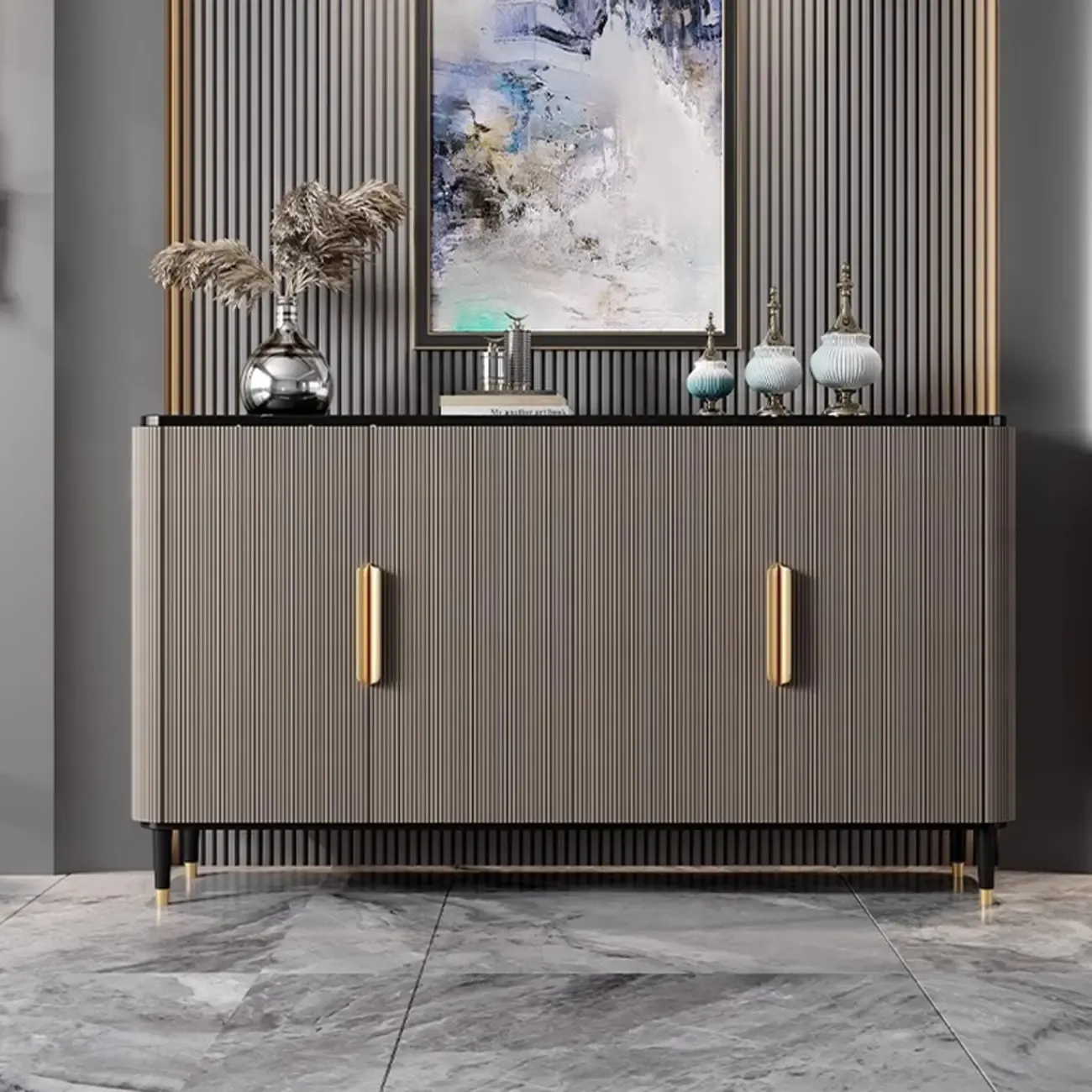 35.5 Glam Wooden Accent Cabinet for Living Room Decor