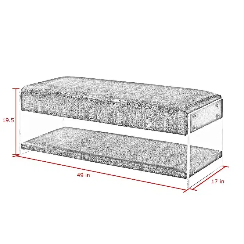 Inspired Home Galileo PU Leather Acrylic Shelf Bench