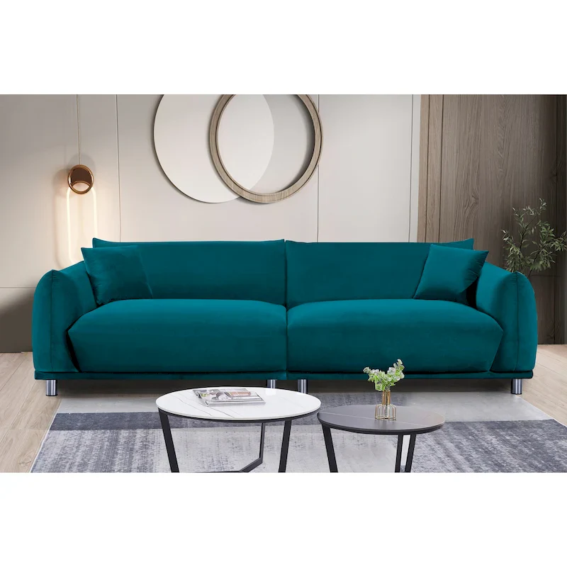 US Pride Furniture 88.2W Metal Legs Velvet Sofa