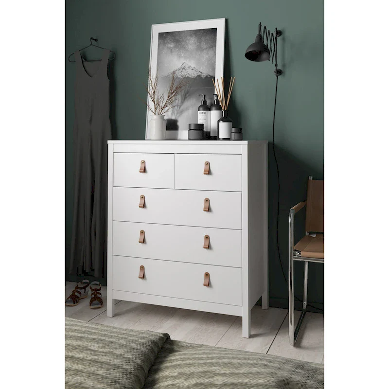 White / Black Matte Modern-Traditional 5-Drawer Chest – Single