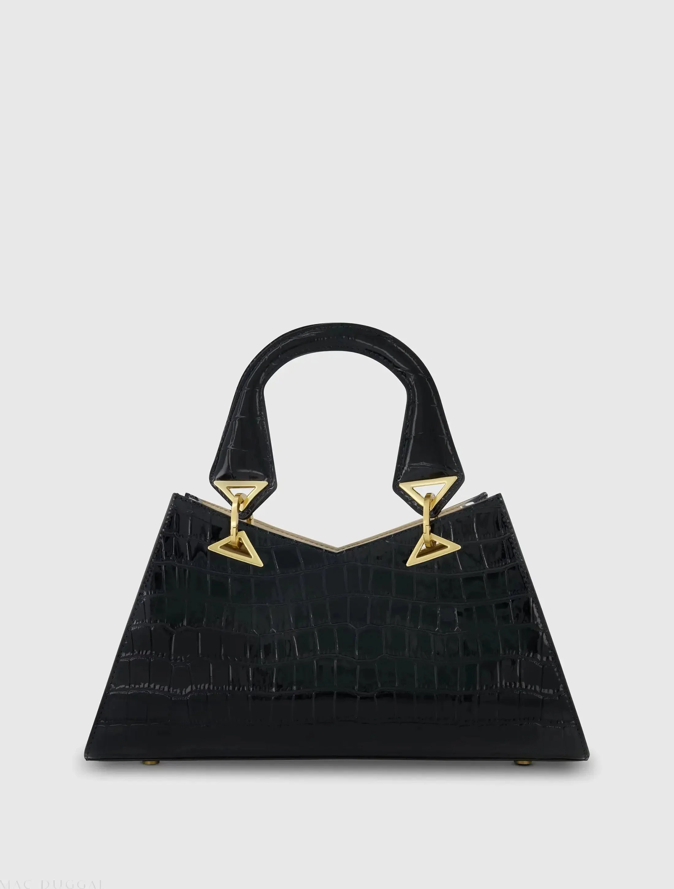 Crocodile Leather Handbag With Gold Hardware