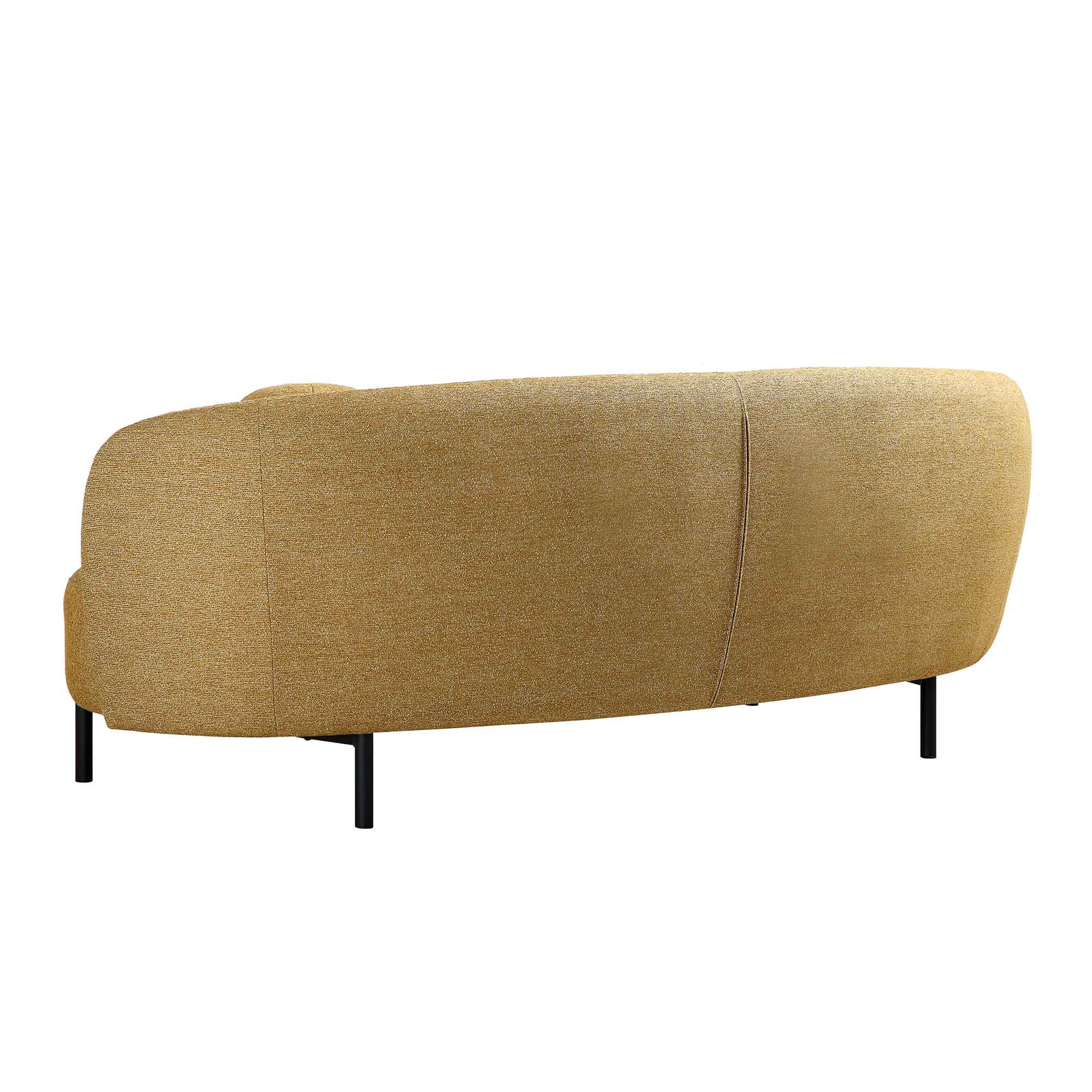 3-Seater Curved Sofa with Ball Cushions, Marigold Textured Fabric