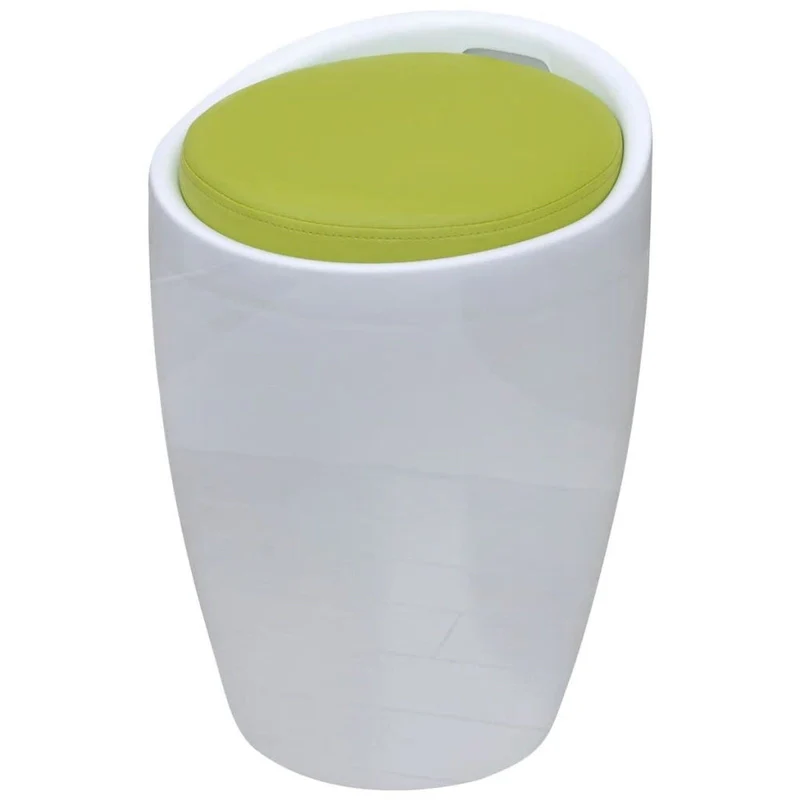 Stool White and Green Faux Leather