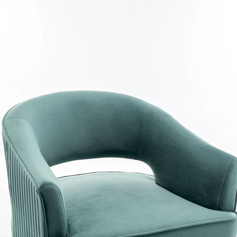 SEYNAR Modren Velvet Living Room Swivel Arm Barrel Chair with Tufted Back