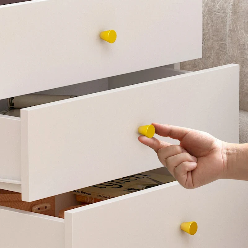 Nightstand Bedside Table 3-Drawer with Metal Legs End Table White