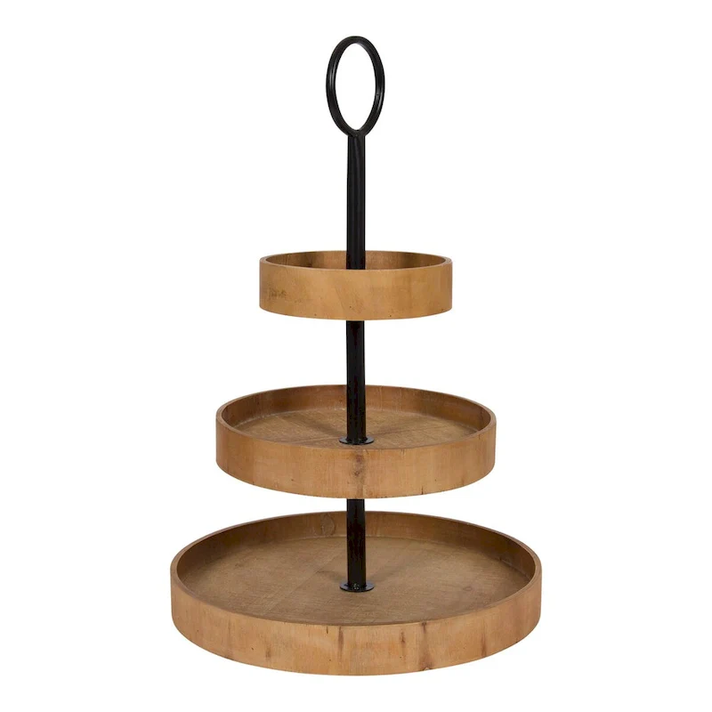 Kate and Laurel Woodmont 3 Tiered Wood Tray - 3 Tier