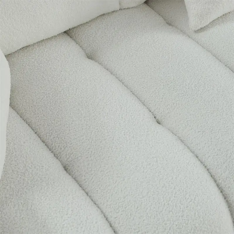 Upholstered Teddy Fabric Sofa with 3 Pillows and Solid Wood Frame