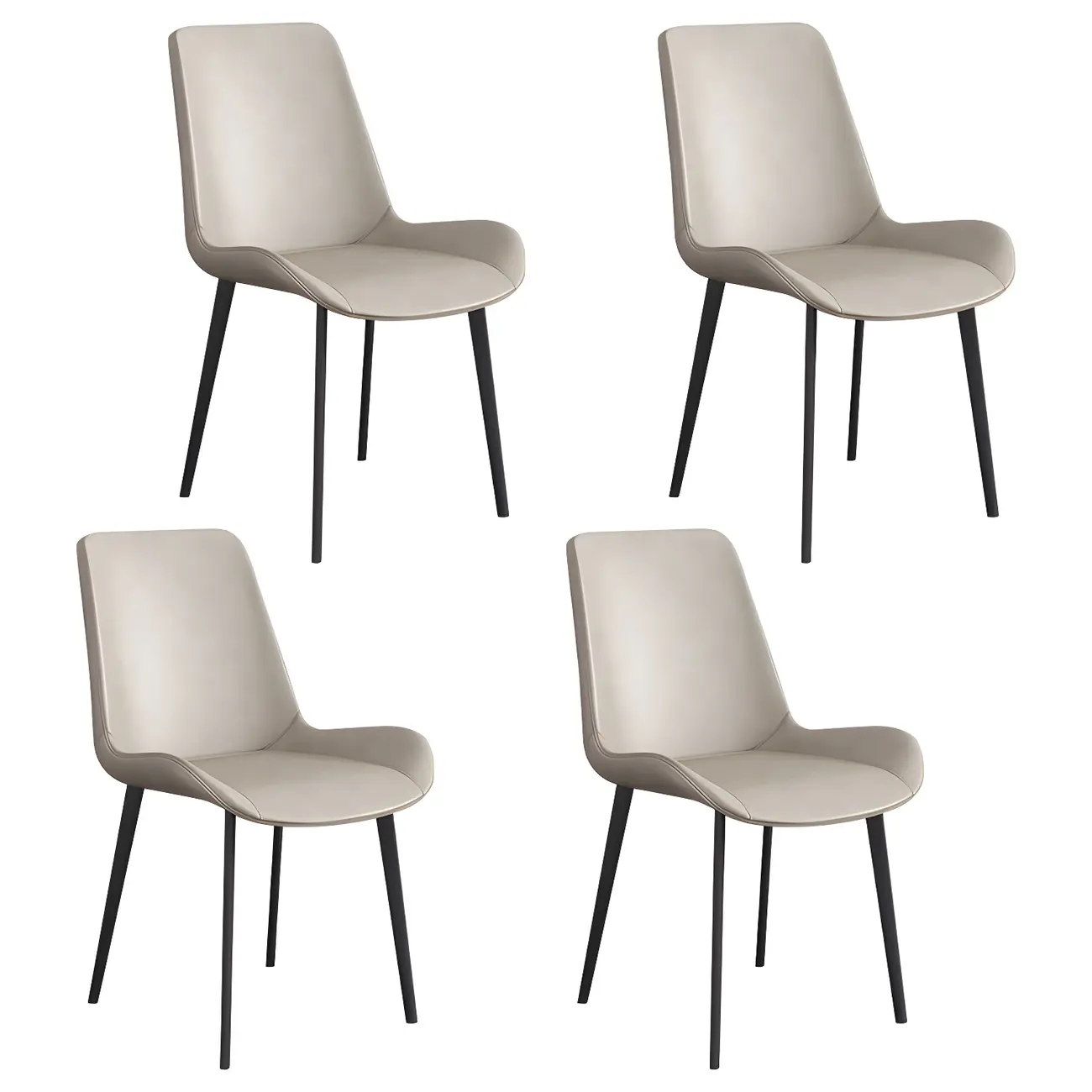 Sloped Armless Leather Upholstered Parsons Dining Chair