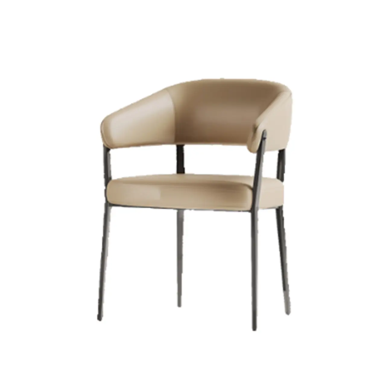 Modern Faux Leather Arm Dining Chair Open Back Alloy Legs