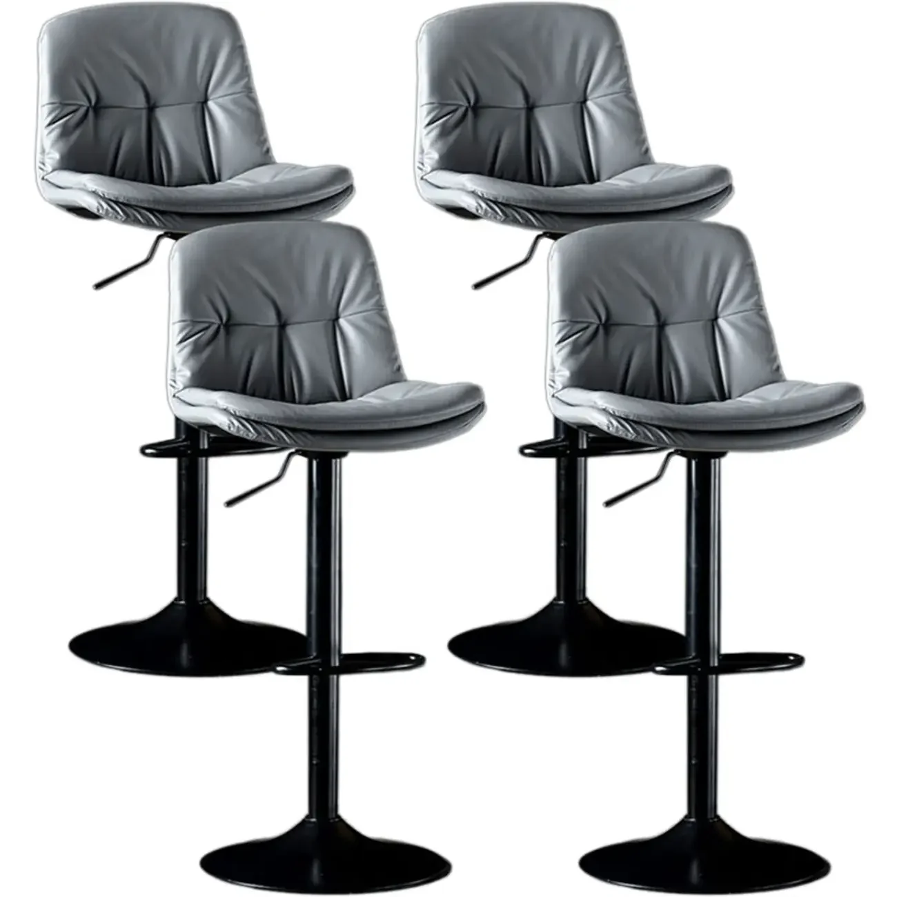 Adjustable Leather Low Back Swivel Bar Stool