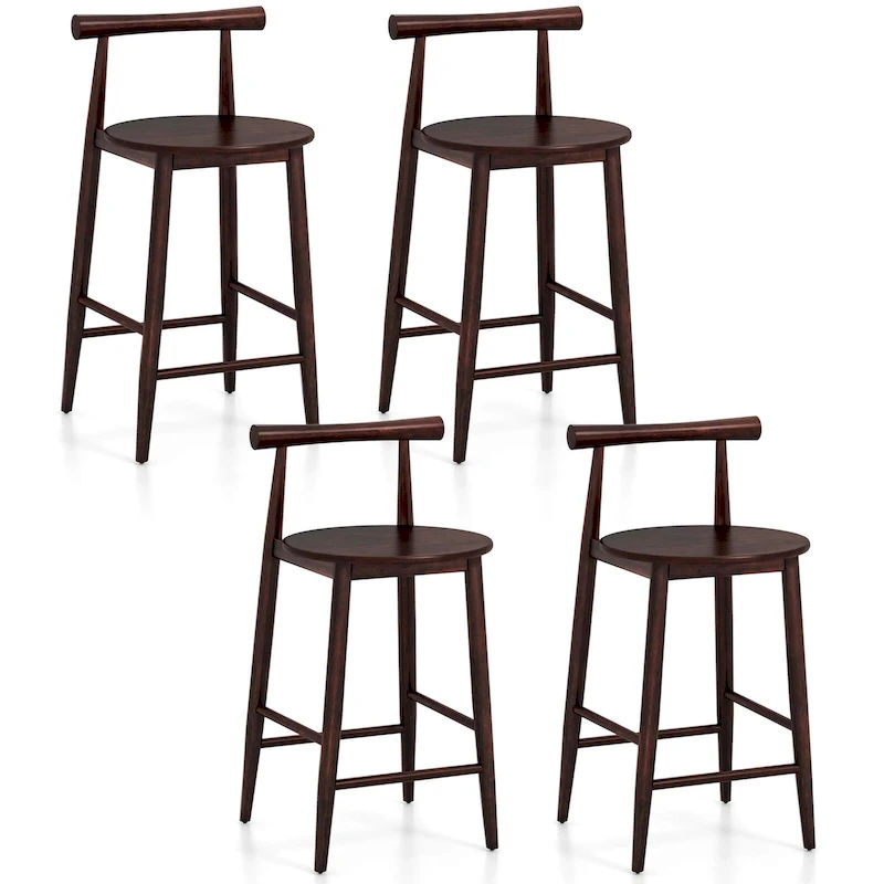Costway Bar Chair Counter Height Stools Set of 2/4 with Acacia Wood