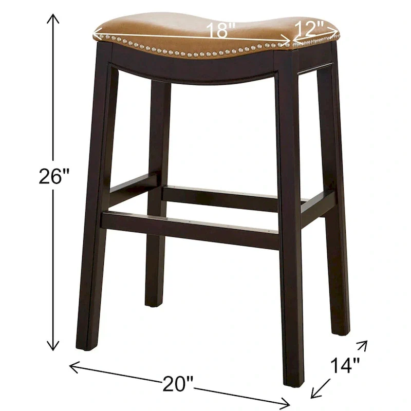 Julian 26 Counter Height Espresso Bar Stool with Tan Faux Leather Seat