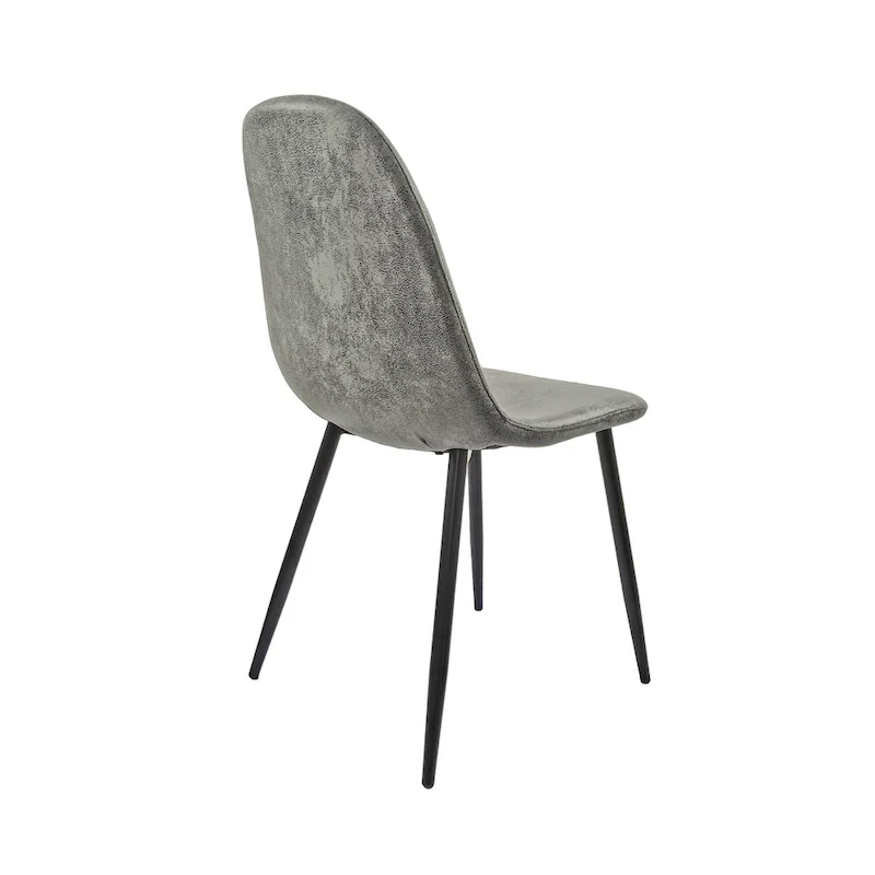 Set of 4 Modern Accent Dining Chairs with Linen Fabric Upholstery and Sturdy Metal Legs - N/A