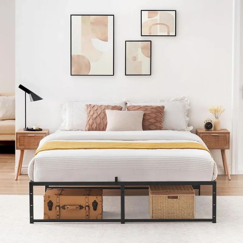 Black Metal Platform Bed Frame, 14