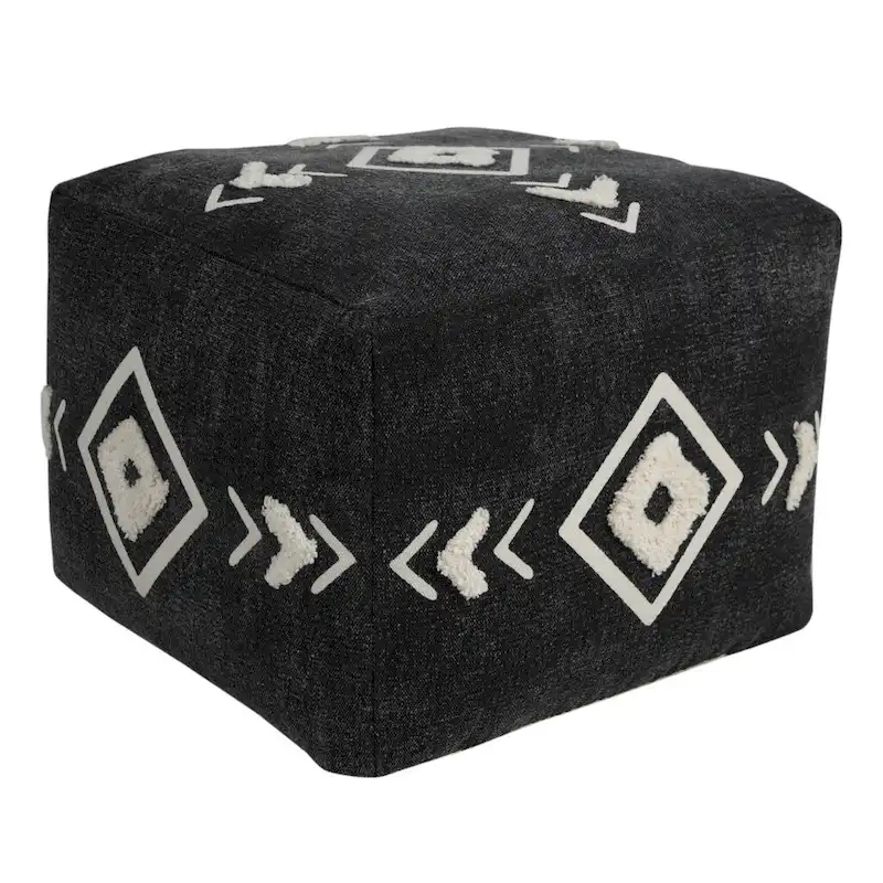 HomeRoots 18 Black 100% Cotton Ottoman