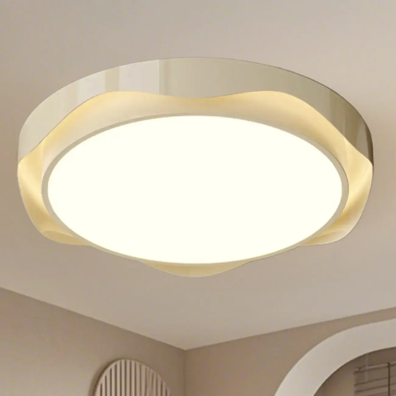 Dimmable Circular Flush Ceiling Light for Modern Bedroom