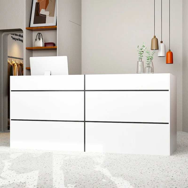 Reception Desk with Counter, Modern Front Desk Reception Room Table