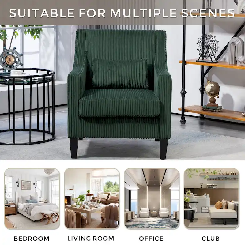 Emerald Modern 26.8  Arm Chair with Rubber Wood Legs