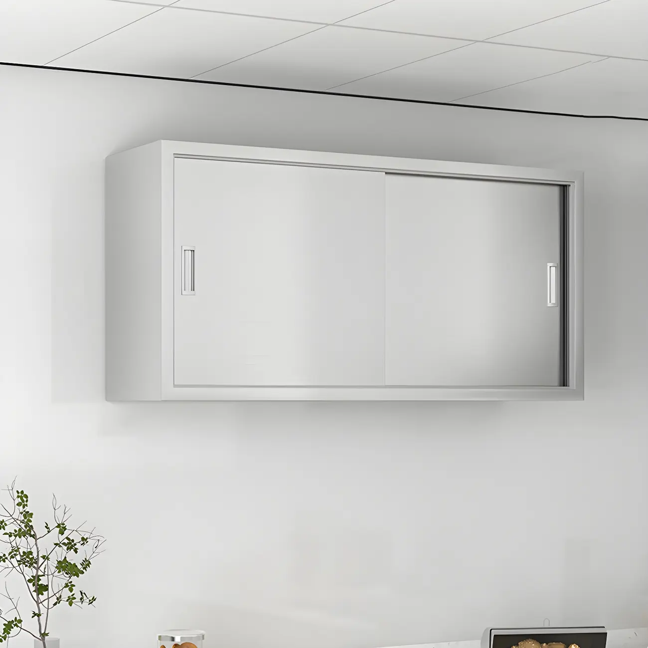 Elegant Stainless Steel Wall-Mounted Display Cabinet