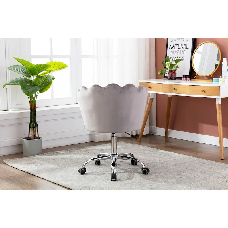 Velvet Upholstered Adjustable Height Swivel Home Office Chair