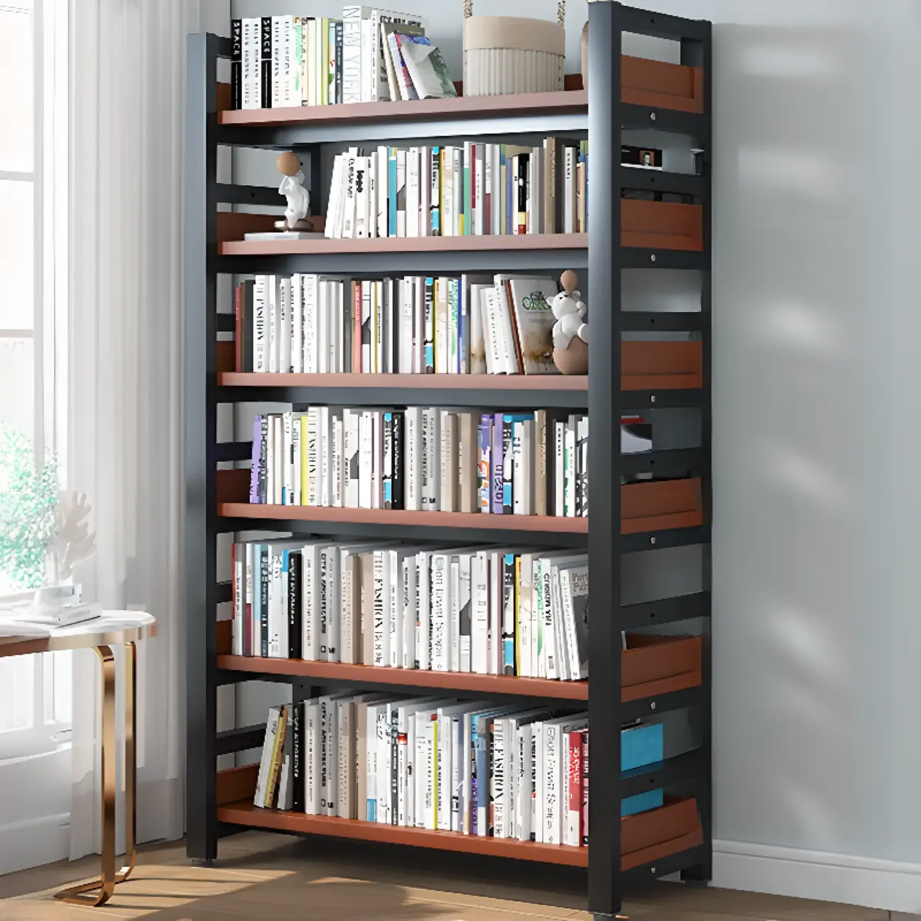 Modish Multi-Layer Open Back Wooden Tall Bookshelves
