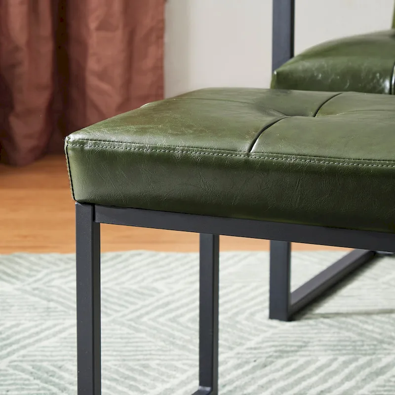 Glitzhome Set of 2 24 W Modern PU Leather Button-tufted Ottoman Foot stool