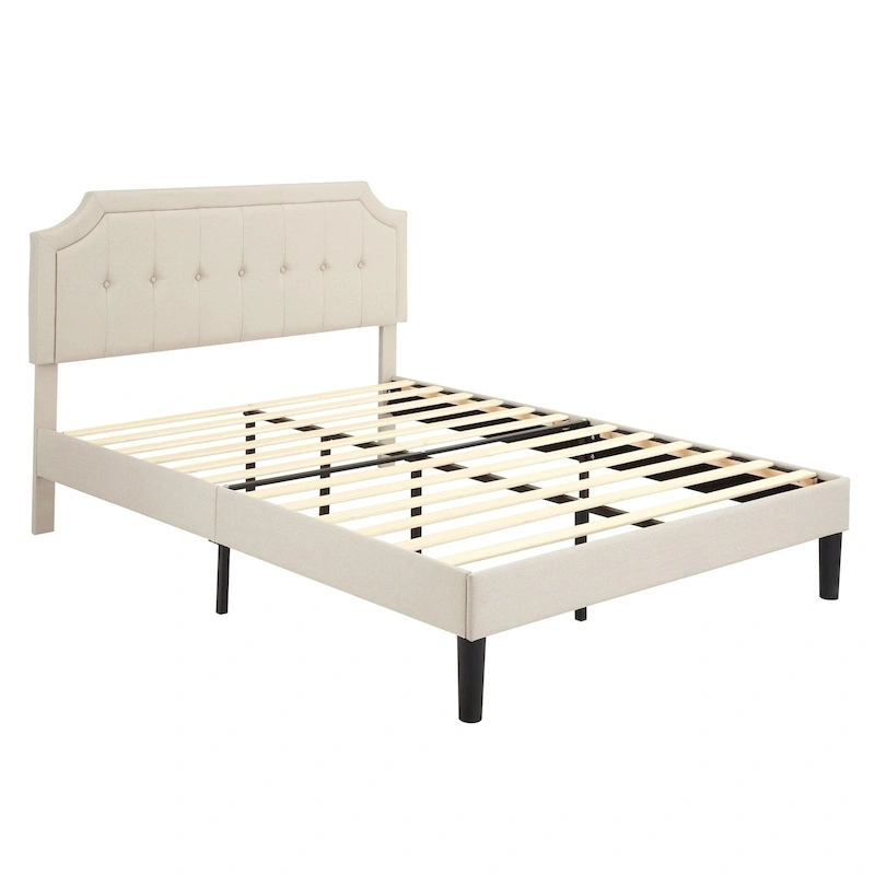 Javlergo Modern Upholstered Bed Frame with Height Adjustable Headboard, No Box Spring Needed