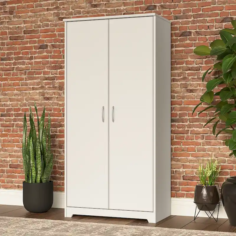 Tall Storage Cabinet with 2 Doors & Adjustable Shelves – 8 Colors, Transitional Style