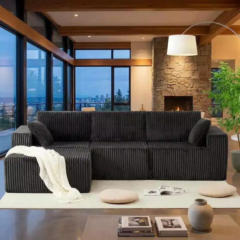 COZONY 108 Oversized Modular L-Shaped Sectional Sofa, Cloud-Like Corduroy Convertible Sofa Bed, No Assembly, Luxury Comfort for Living Room