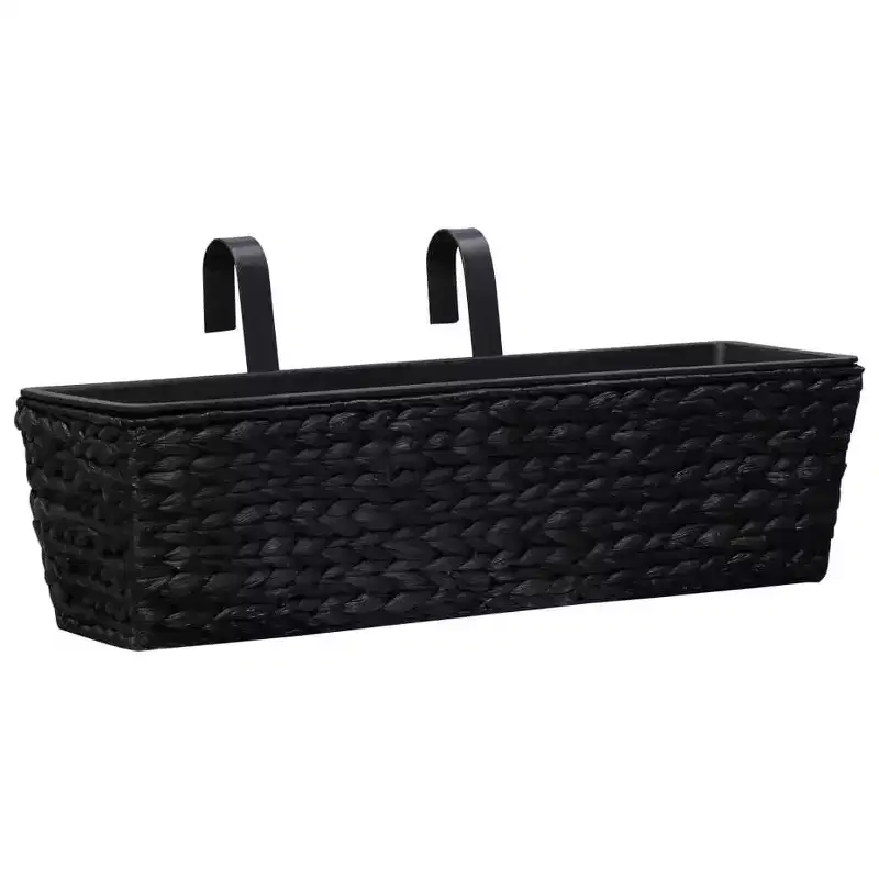 vidaXL Railing Planters Balcony Deck Planters with Inner 2 pcs Water Hyacinth