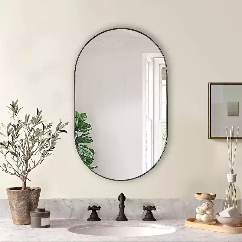 TUYOHW 20x33 Inch Wall Mount Bathroom Mirror,Modern Oval Wall Mount Vanity Mirror with Metal Frame for Bathroom,Bedroom