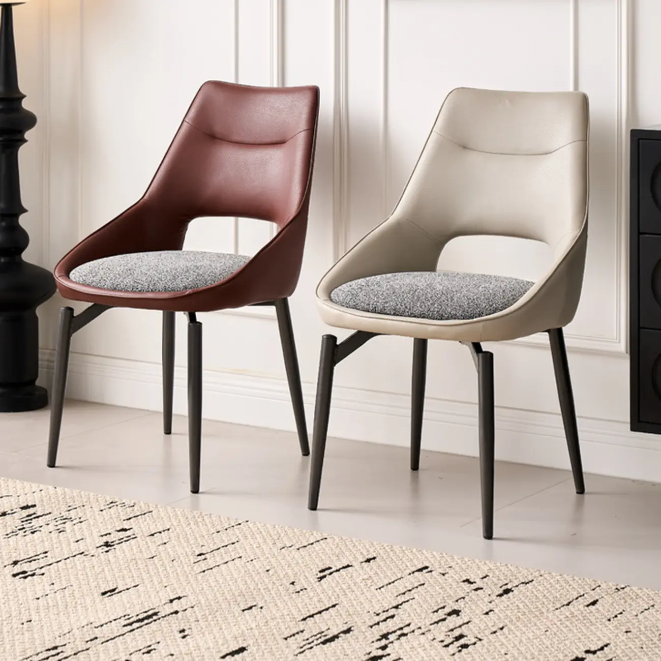 Modern Upholstered Open Back Armless Dining Chair