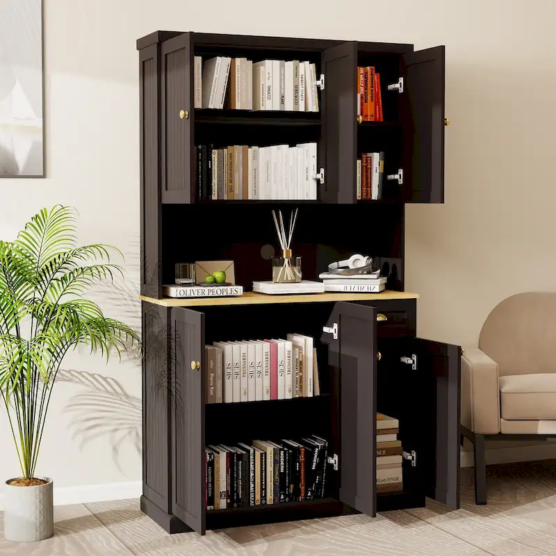 Large Buffet Cabinet with Hutch and Adjustable Shelves
