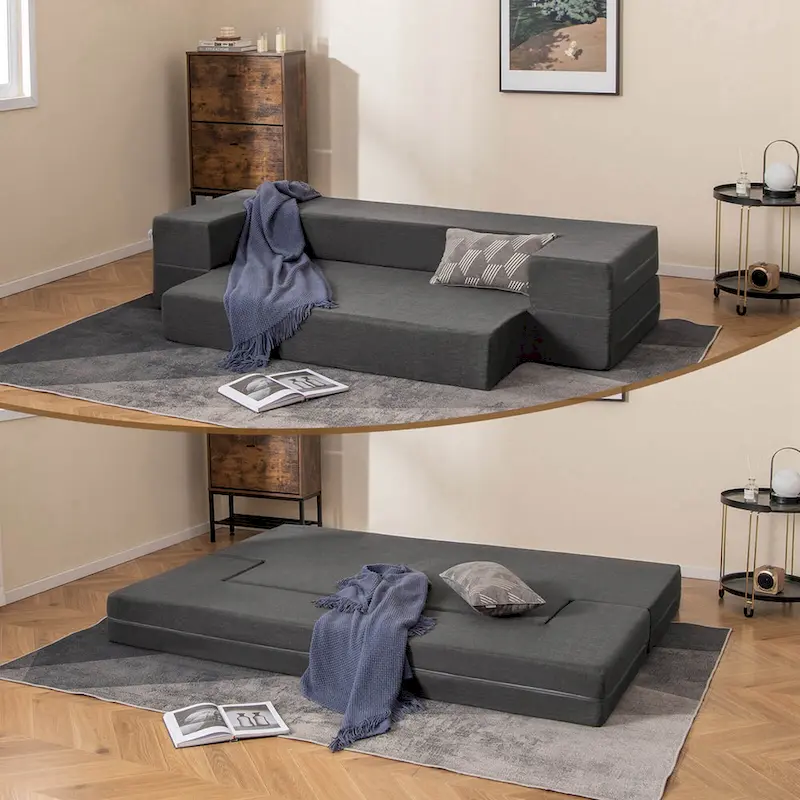 Costway 8-Inch Folding Sofa Bed with High-density Foam & Washable