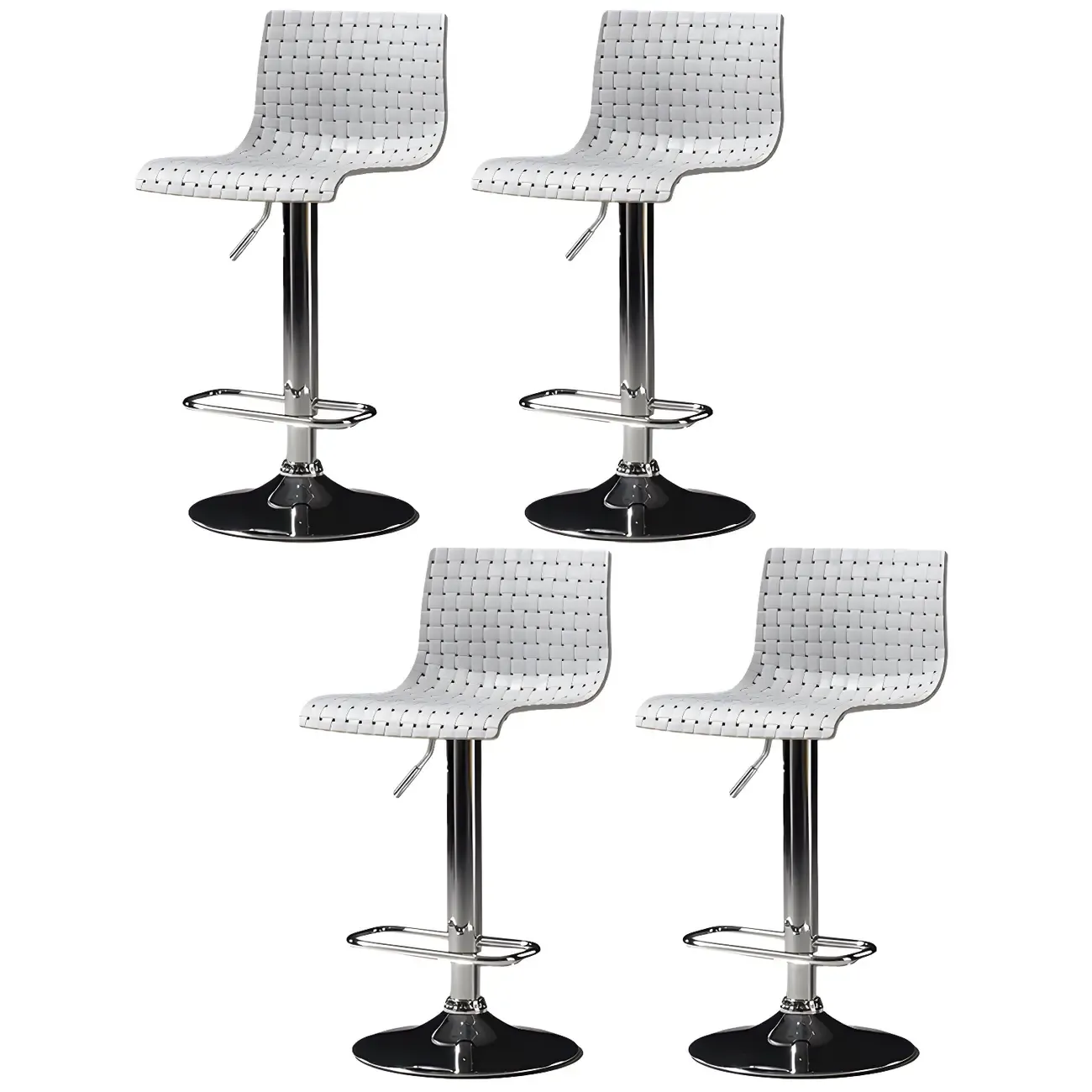 Modern Square Seat Plastic Rattan Adjustable Swivel Bar Stools