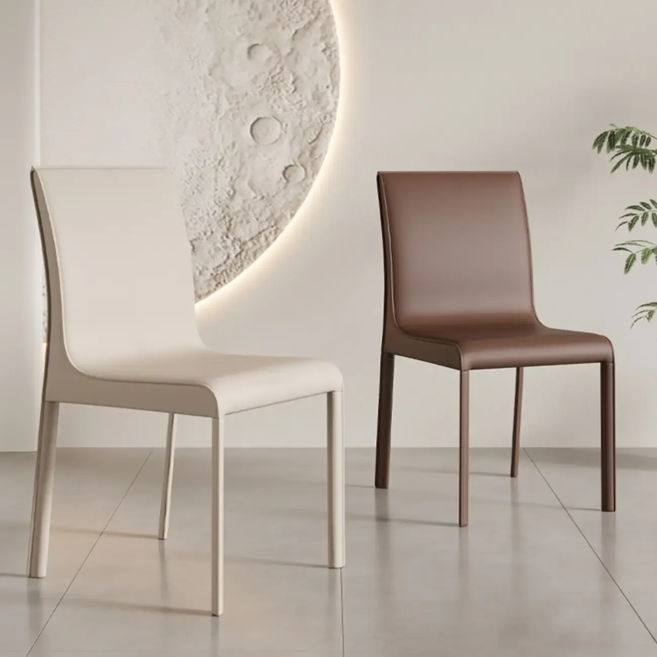Modern Faux Leather Armless Dining Chair for Kitchen