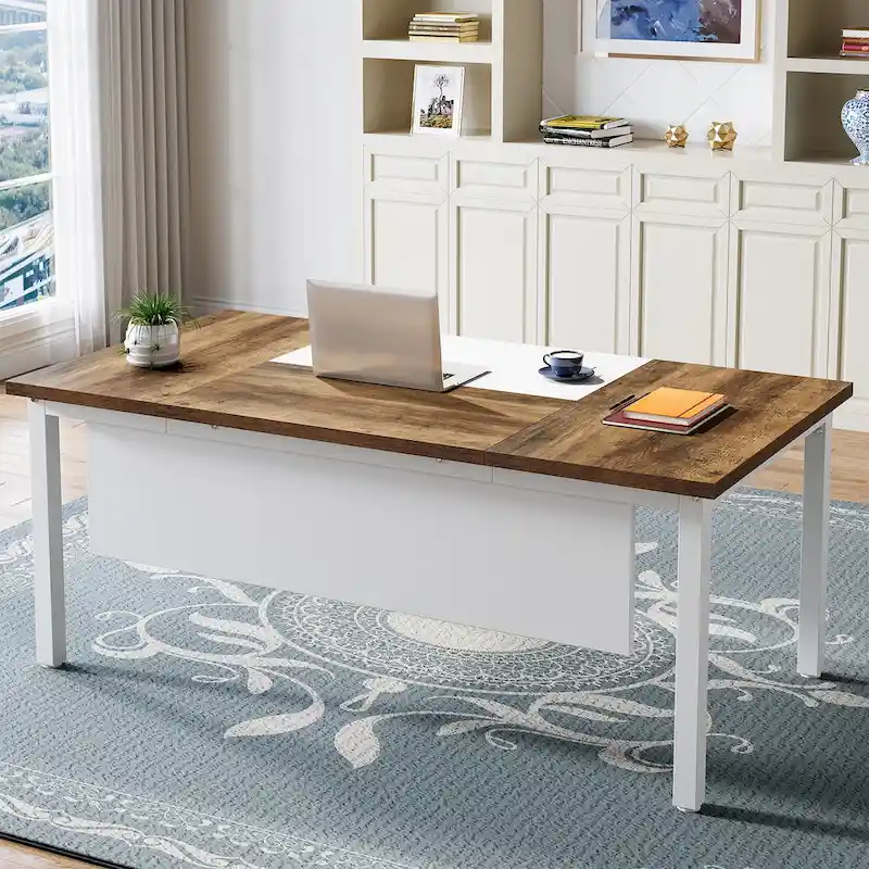 L-shaped Executive Computer Desk and lateral File Cabinet,63-inch Home Office Desk , ,Credenza Desk Set