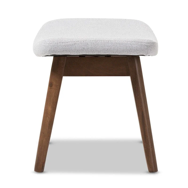 Baxton Studio Mid-Century Light Grey Fabric Upholstered Footstool