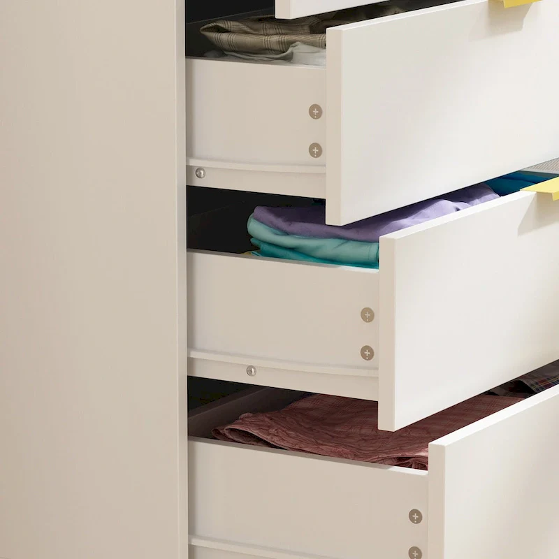 5 Drawer Dresser Chest of Drawers with Metal Leg Wood Dresser Storage