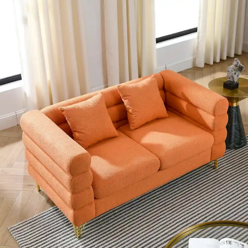 2-Seater Loveseat Sofa with 2 Throw Pillows